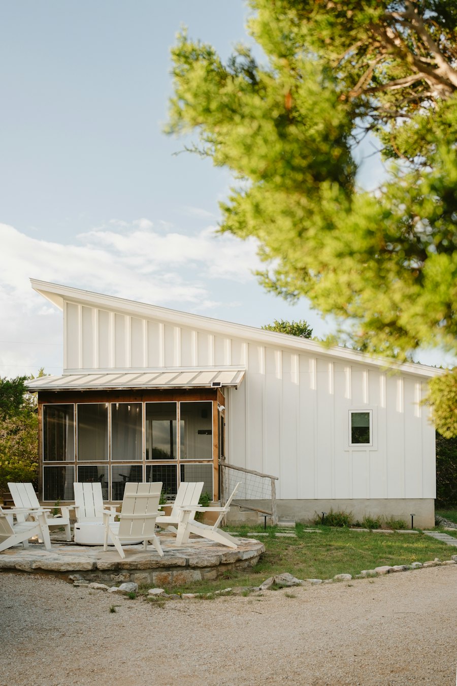 Split-level home with a screened porch