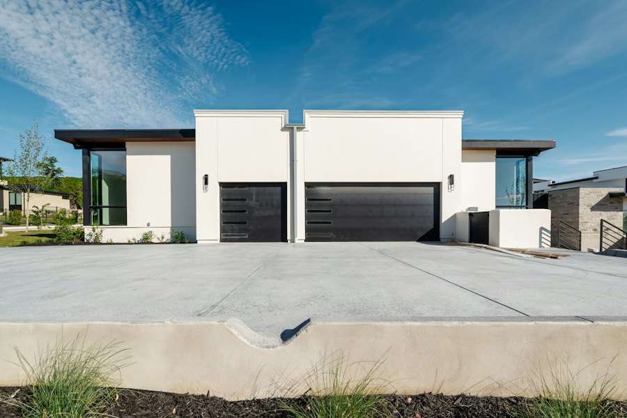 Modern home with an attached two-car garage
